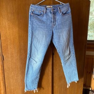 Levi's Wedgie Icon High-Rise Straight Leg Jeans Blue Distressed Sz 29